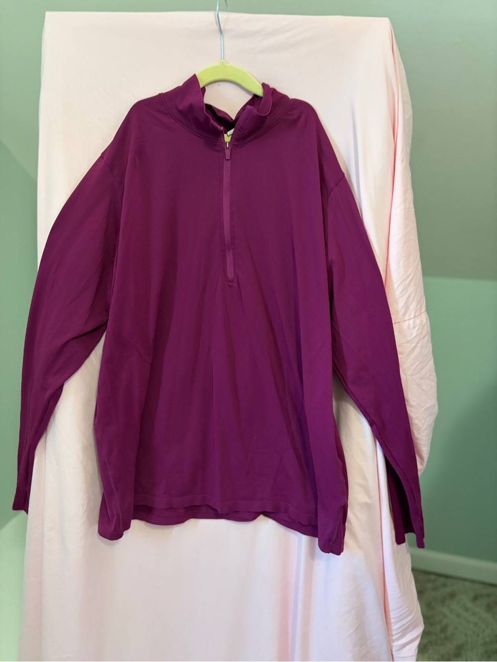Fabletics Long Sleeve Half-Zip Top - Magenta size XXL
